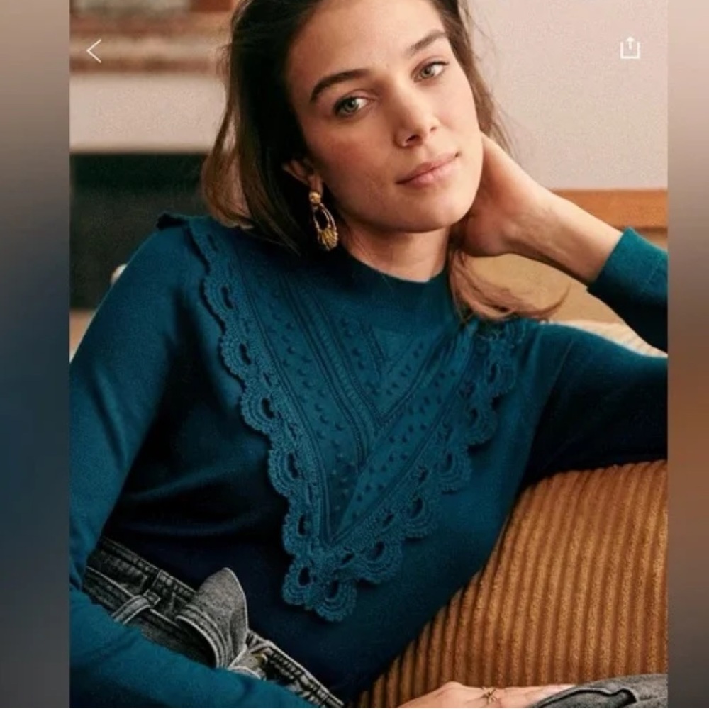 Sezane Charline Jumper Bleu Canard - Size L